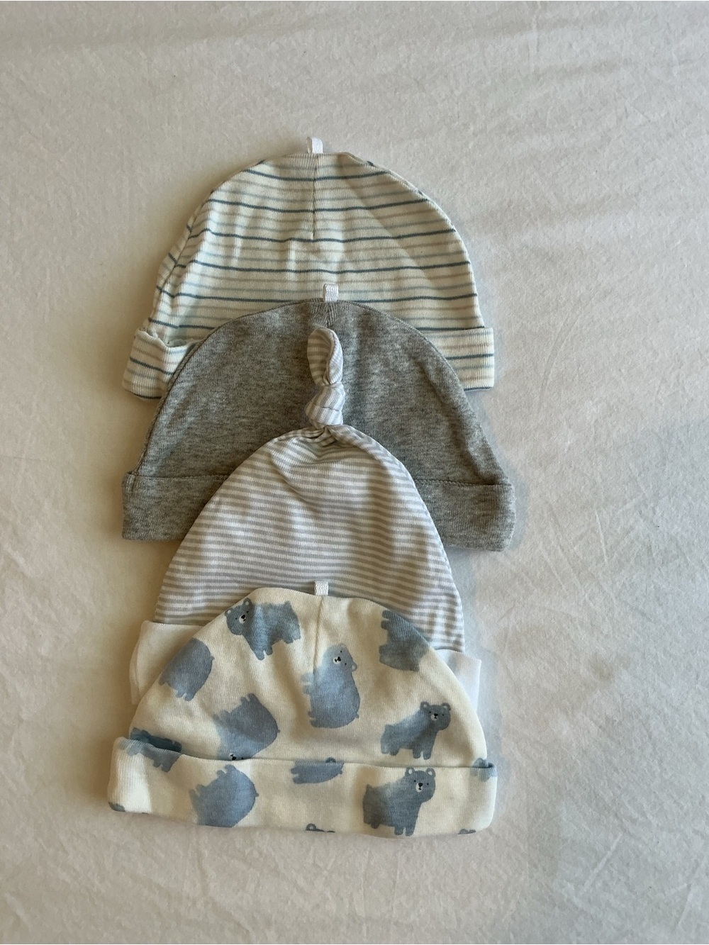 Gerber Baby Beanie Set - White, Gray, Light Blue